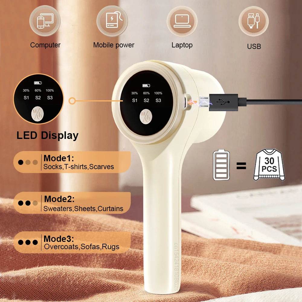 Electric Lint Remover Rechargable Cloth Fabric Shaver Portable HairBall Shaver Fluff Pellet Remove Machine for Clothes Sweater - One-Sake.com