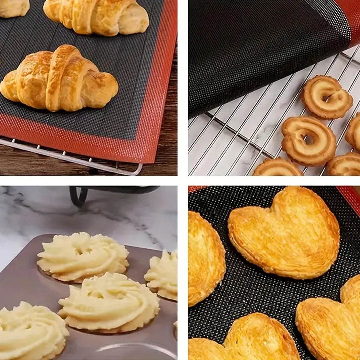 1PC Perforated Silicone Baking Mat – Double-Sided with Puff & Round Patterns | Reusable Non-Stick Oven Liner for Cookies, Macarons & Bread - One-Sake.com