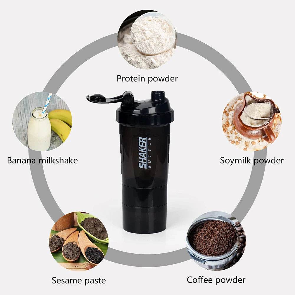 3-Layer Protein Shaker Bottle – Leak-Proof, BPA-Free, All-in-One Shaker for Gym, Fitness & Hydration - One-Sake.com