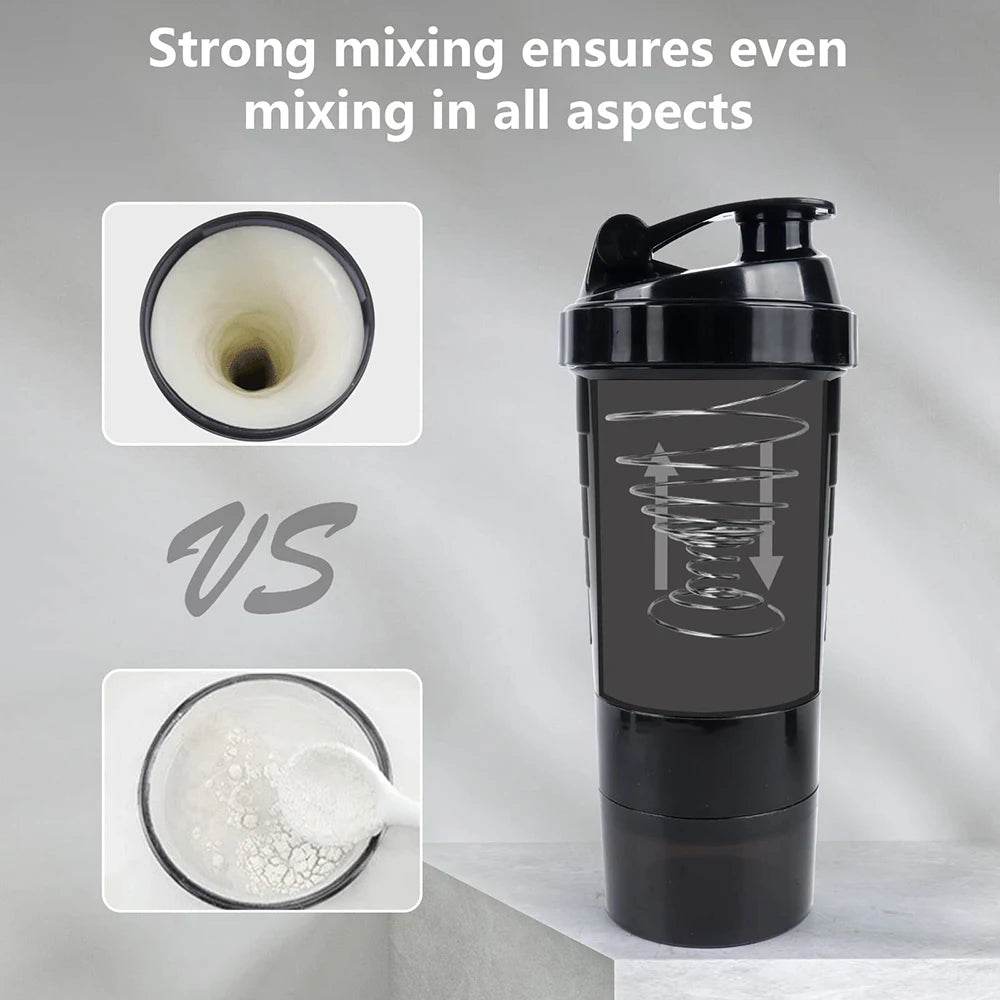 3-Layer Protein Shaker Bottle – Leak-Proof, BPA-Free, All-in-One Shaker for Gym, Fitness & Hydration - One-Sake.com