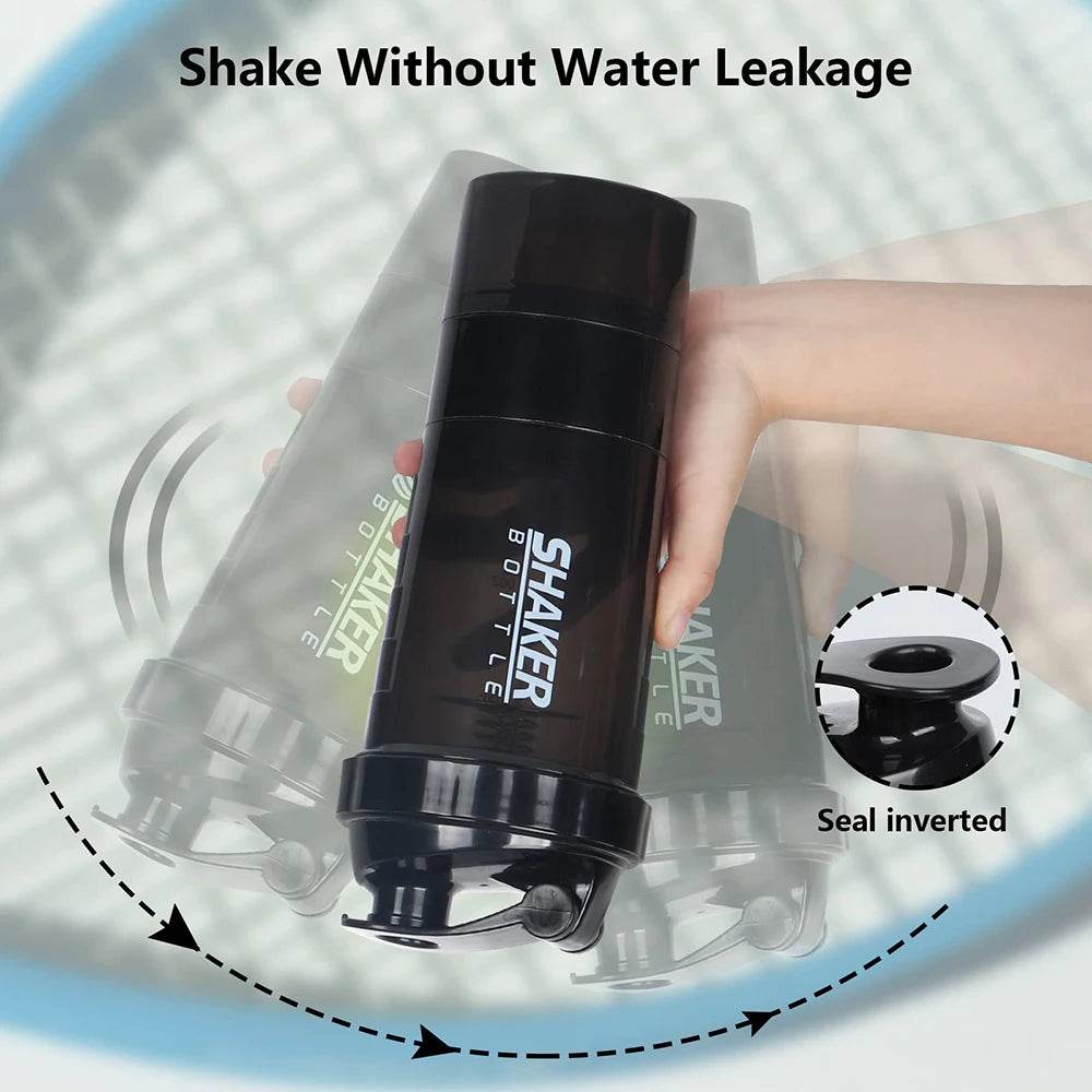3-Layer Protein Shaker Bottle – Leak-Proof, BPA-Free, All-in-One Shaker for Gym, Fitness & Hydration - One-Sake.com