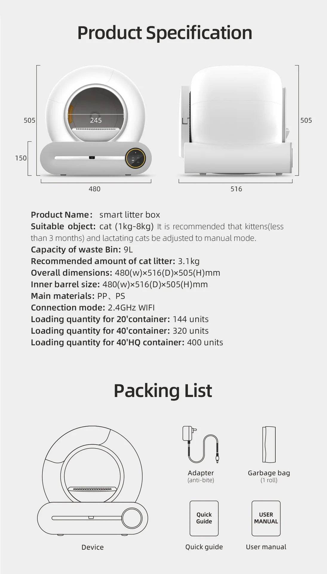 Tonepie 65L Automatic Smart Cat Litter Box – Self-Cleaning, Fully Enclosed Pet Toilet with App Control & Odor Control - One-Sake.com