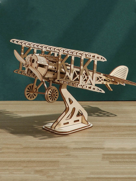 3D Wooden Bi-Plane Puzzle | DIY Craft Model Kit—Perfect for Handmade Gifts &amp; Creative Projects - One-Sake.com