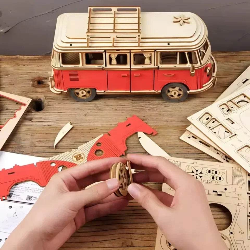 3D Wooden Car Puzzle | DIY Creative Model for Kids &amp; Adults—Perfect for Gifts &amp; Decor - One-Sake.com