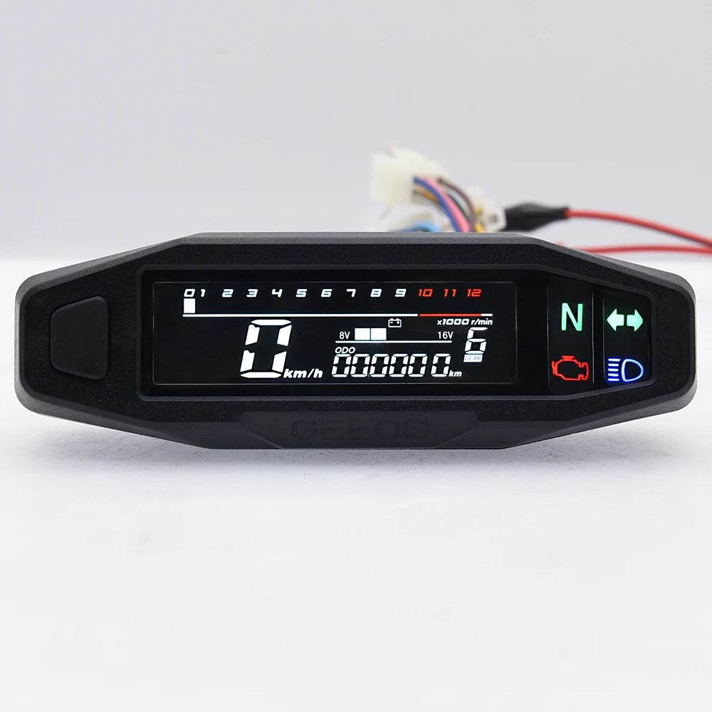 Universal Digital Motorcycle Speedometer &amp; Tachometer | LCD Odometer, Oil Gauge, Turn Signal Indicator - One-Sake.com