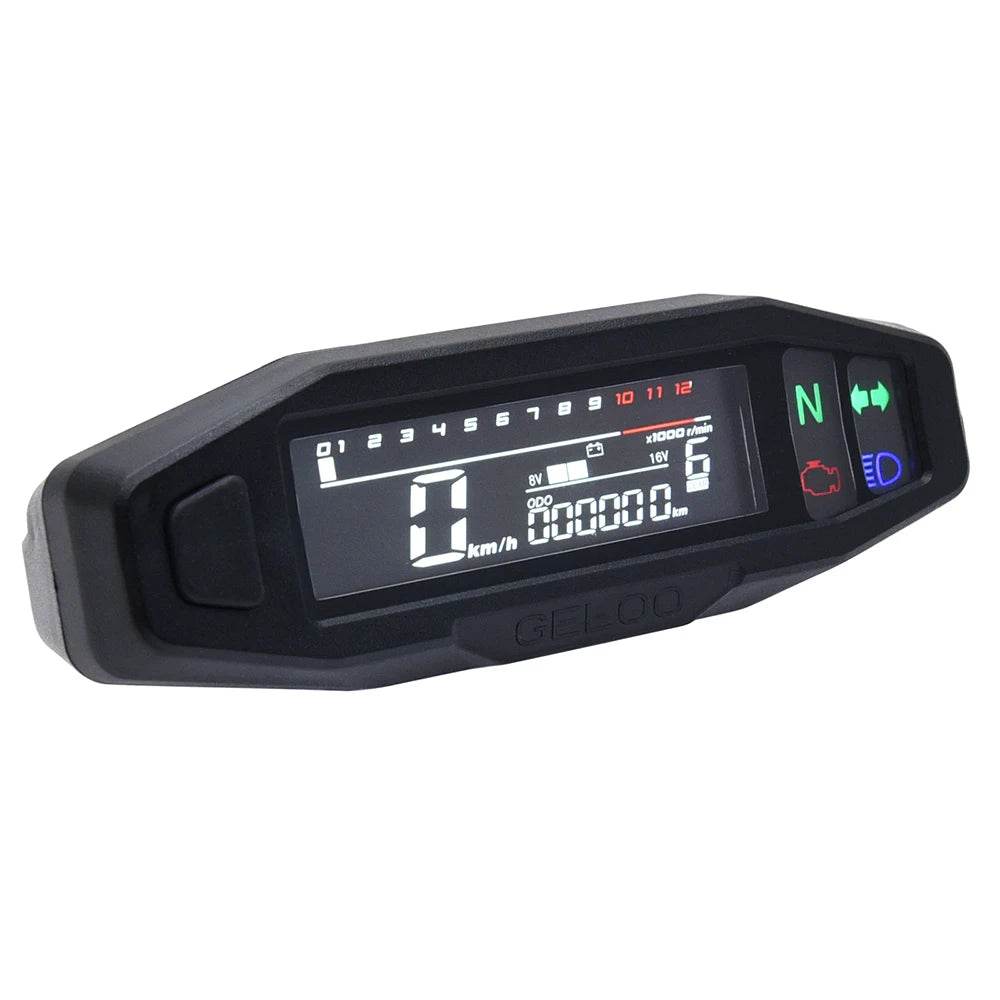 Universal Digital Motorcycle Speedometer &amp; Tachometer | LCD Odometer, Oil Gauge, Turn Signal Indicator - One-Sake.com
