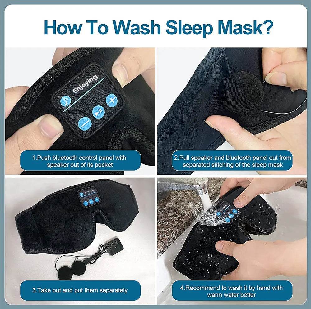 Mask For Sleep Headphones Bluetooth 3D Eye Mask Music Play Sleeping Headphones with Built-in HD Speaker - One-Sake.com