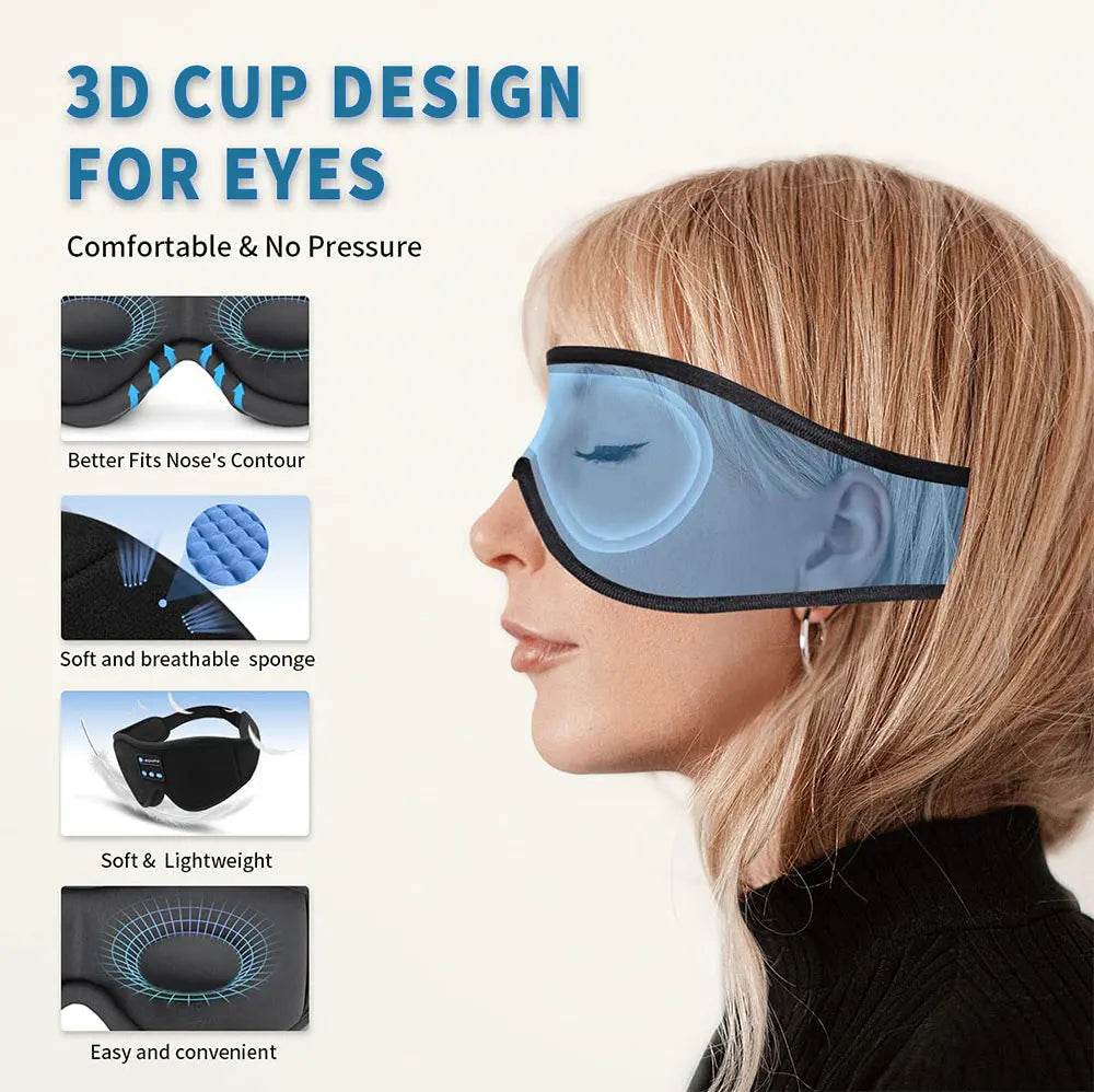 Mask For Sleep Headphones Bluetooth 3D Eye Mask Music Play Sleeping Headphones with Built-in HD Speaker - One-Sake.com