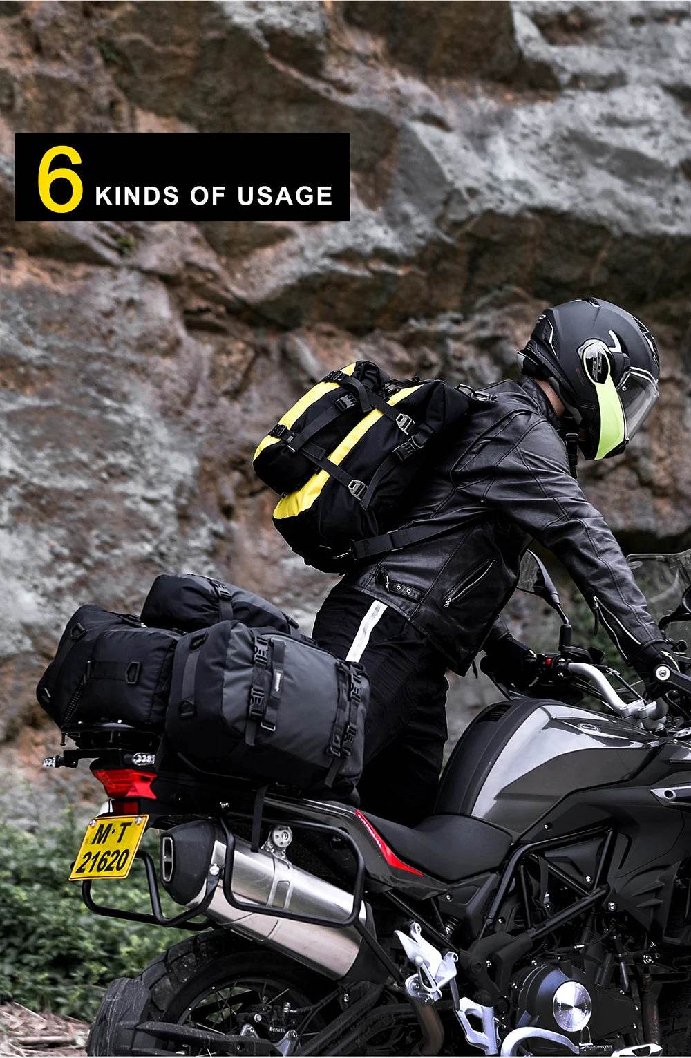 Universal Waterproof Motorcycle Back Seat Bag - 10/20/30L Multifunctional Saddle Bag & Cycling Backpack Combo - One-Sake.com