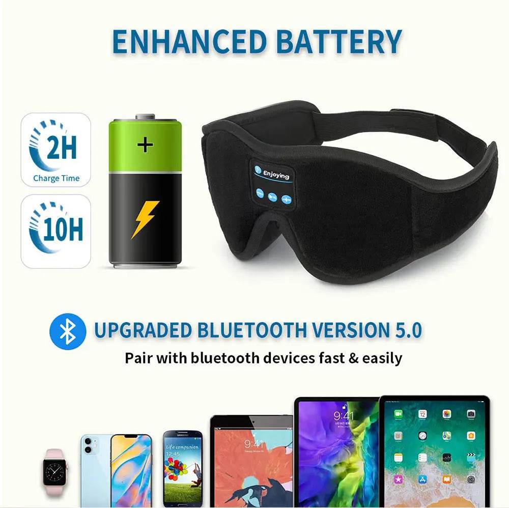 Mask For Sleep Headphones Bluetooth 3D Eye Mask Music Play Sleeping Headphones with Built-in HD Speaker - One-Sake.com