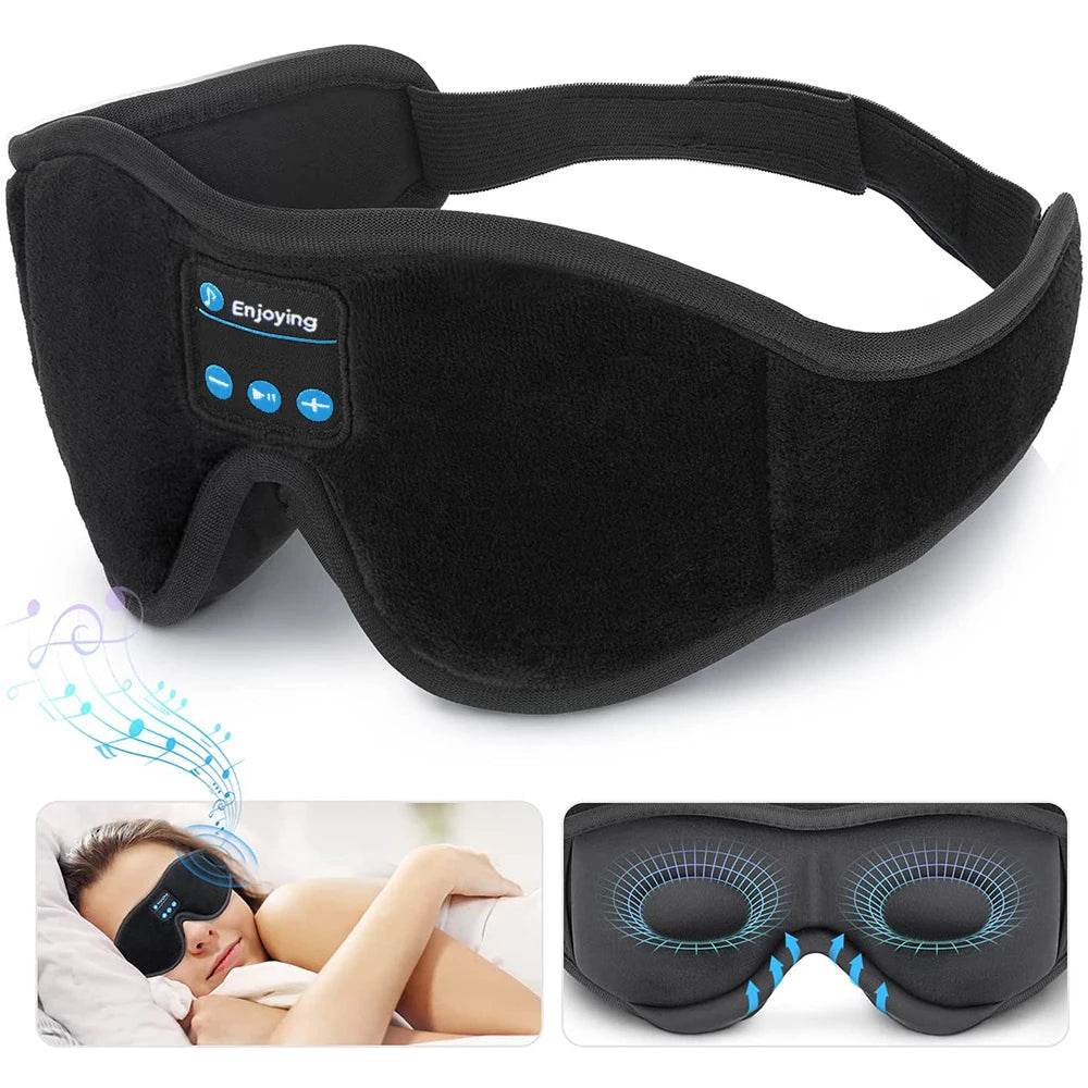 Mask For Sleep Headphones Bluetooth 3D Eye Mask Music Play Sleeping Headphones with Built-in HD Speaker - One-Sake.com