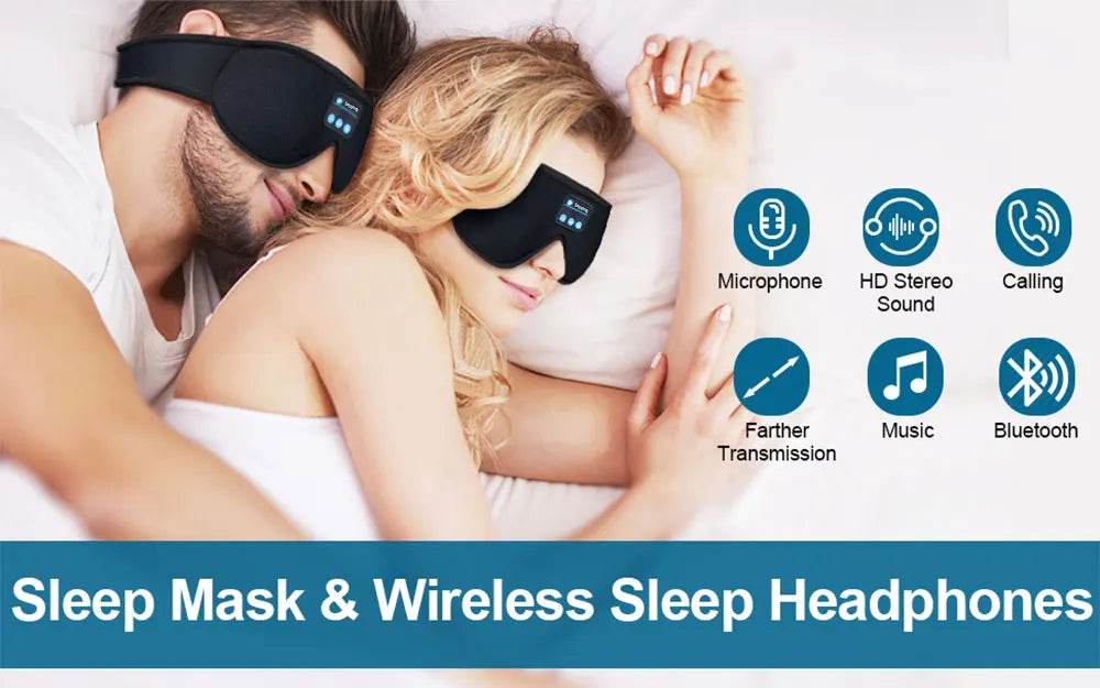 Mask For Sleep Headphones Bluetooth 3D Eye Mask Music Play Sleeping Headphones with Built-in HD Speaker - One-Sake.com