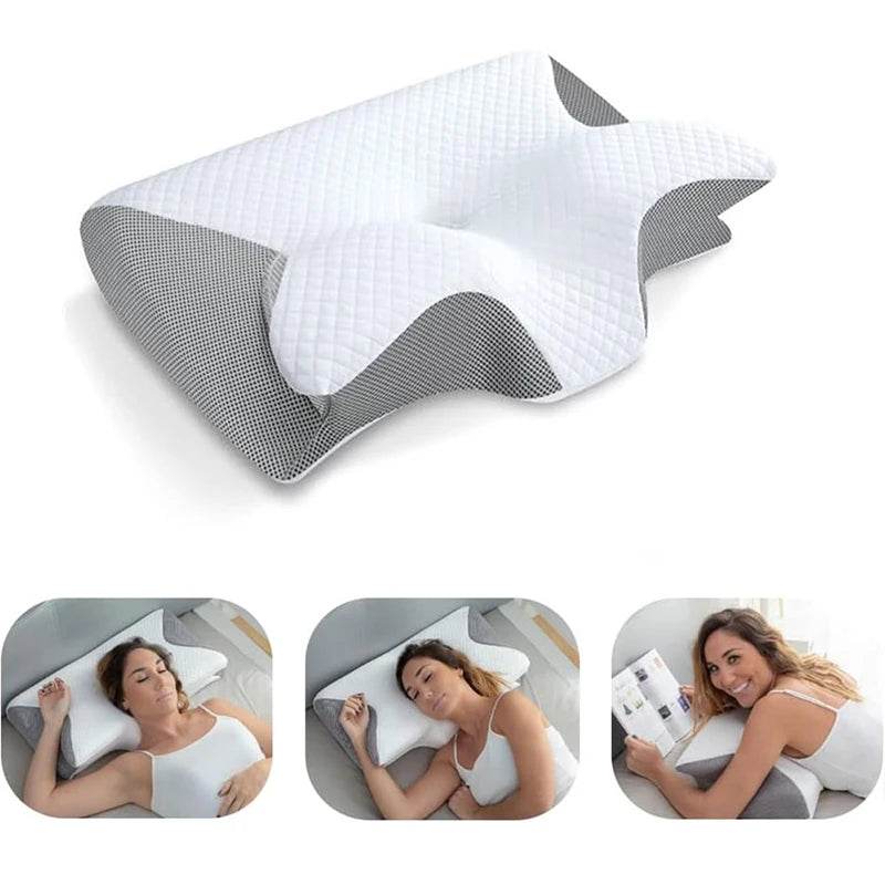 1pc Memory Foam Cervical Pillow, 2 in 1 Ergonomic Contour Orthopedic Pillow for Neck Pain, Contoured Support Pillows,Neck Pillow - One-Sake.com