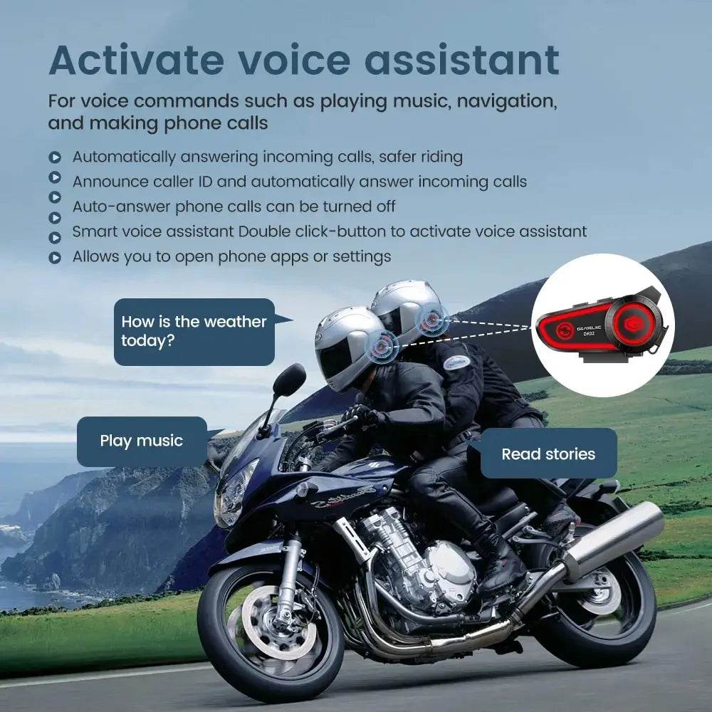 GEARELEC DK02 Bluetooth Motorcycle Helmet Headset – IPX7 Waterproof, 2800mAh Battery, Ambient Lights & Stereo Sound - One-Sake.com