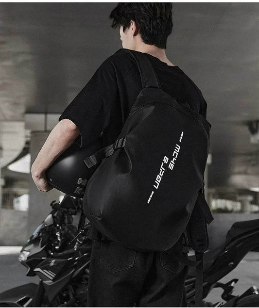 Motorcycle Helmet Backpack - Large Capacity Waterproof Bag with Reflective Stripe for Cycling, Hiking & Helmet Storage - One-Sake.com
