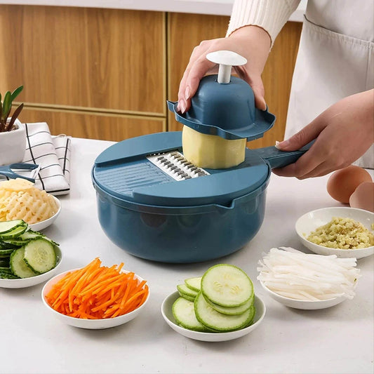 9-in-1 Multi-Functional Vegetable Cutter – Potato Slicer, Shredder & Grater for Effortless Meal Prep - One-Sake.com