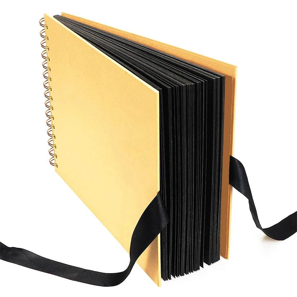 ZK20 DIY Kraft Memory Book – 80-Page Blank Scrapbook Album with Ribbon Closure | Wedding Guestbook, Anniversary Gift, Travel Diary &amp; Family Photo Album - One-Sake.com