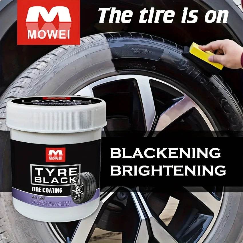 Tire Blackening Coating Wax – Hydrating Luster &amp; UV Protection for Car Tires [Anti-Aging Tire Care Kit with Sponge Applicator | 150ml Bottle] - One-Sake.com