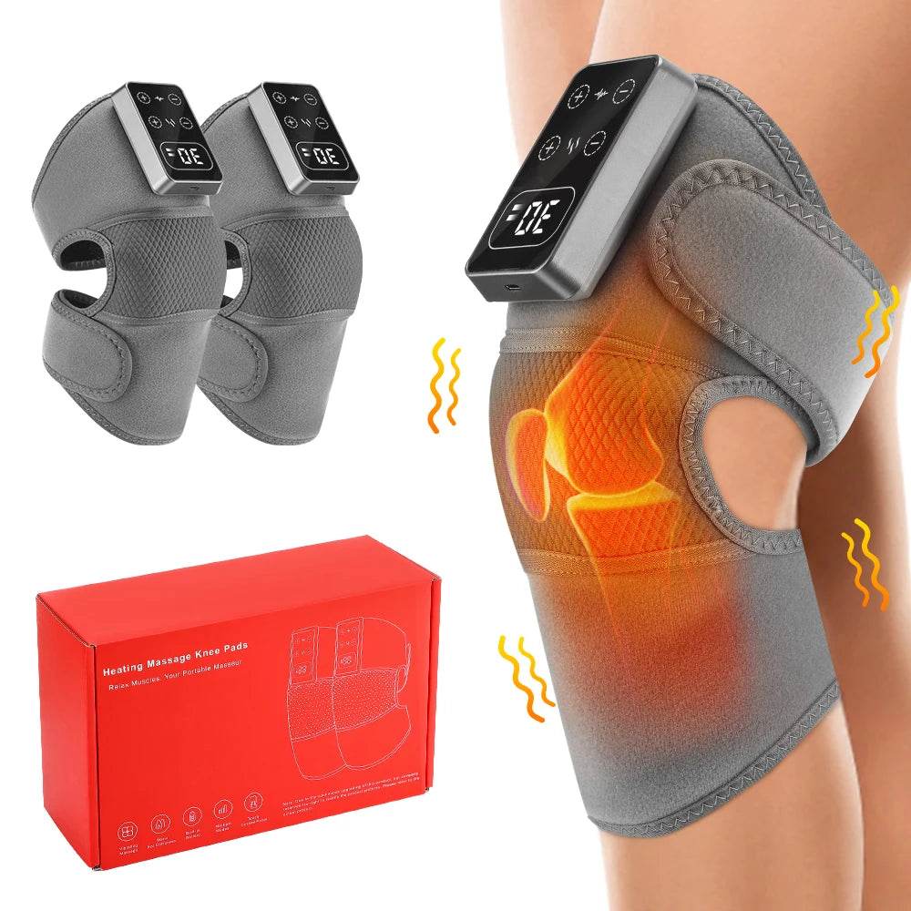 Electric Heated Vibration Knee Massage Physiotherapy Pad 3 in 1 Massager for Shoulder Elbow Hot Compress Pain Relief - One-Sake.com