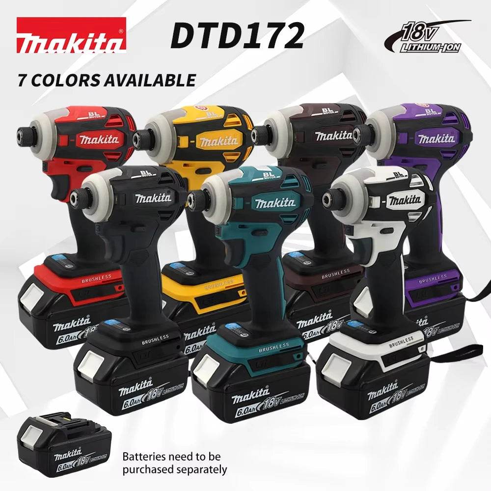 Makita DTD172 18V Cordless Impact Screwdriver – Brushless Motor, 180N.M High Torque, Tungsten Steel Shaft | Stepless Speed Control for Wood, Bolt, T-Mode (Power Tools for Construction, Woodworking, Maintenance) - One-Sake.com