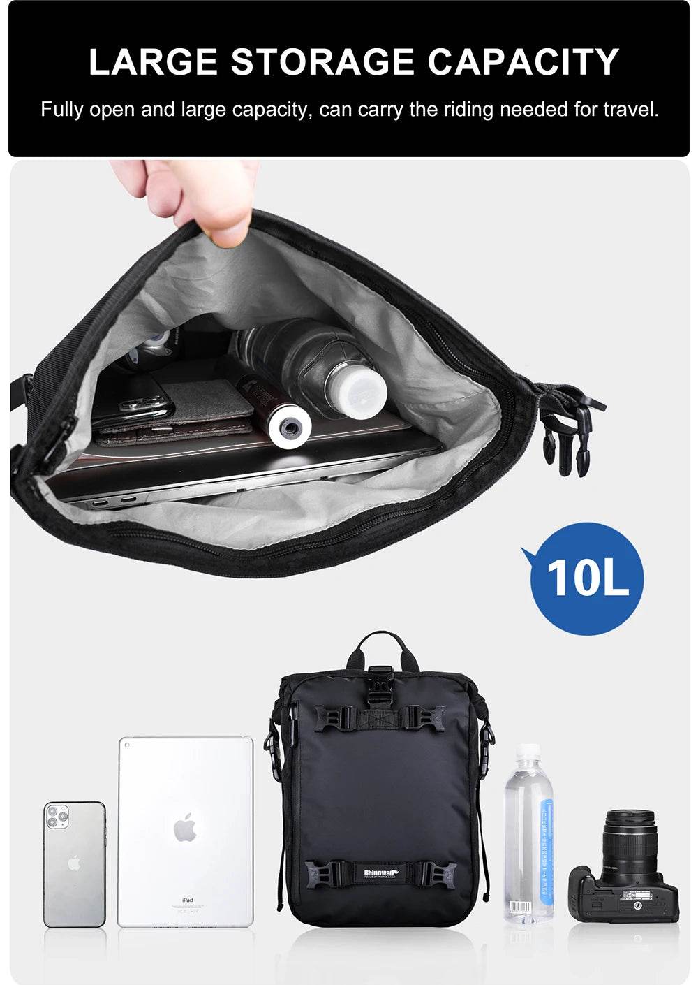 Universal Waterproof Motorcycle Back Seat Bag - 10/20/30L Multifunctional Saddle Bag & Cycling Backpack Combo - One-Sake.com