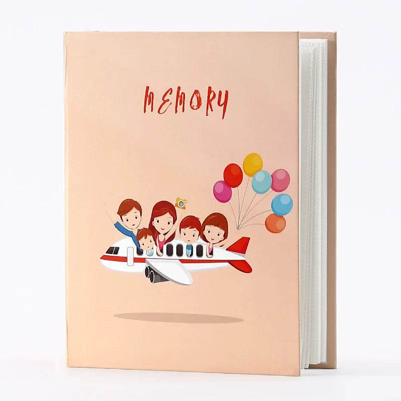 6-Inch Foldout Family Photo Album – 200-Sheet Large Capacity Children Growth Album with Plastic Sealed Pages &amp; Cartoon Pattern – Paper Cover &amp; High-Pressure Binding - One-Sake.com