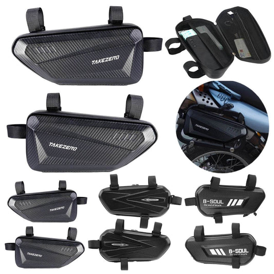 Waterproof EVA Hard Shell Motorcycle Side Bags - Durable Triangle Pouch for Electric & Mountain Bikes, Saddle Bag Hanging Design - One-Sake.com
