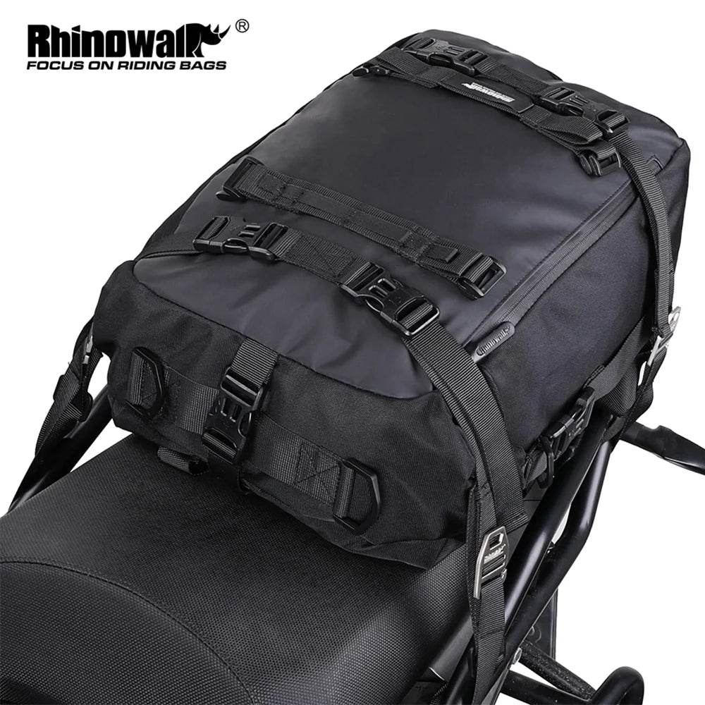 Universal Waterproof Motorcycle Back Seat Bag - 10/20/30L Multifunctional Saddle Bag & Cycling Backpack Combo - One-Sake.com