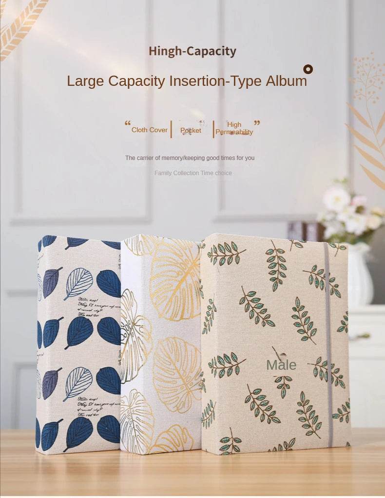 200-Sheet 6-Inch Fabric Photo Album – Creative Interleaf Design Family Memory Book for Children Growth, Weddings &amp; Memorial Keepsakes | Large Capacity Fabric Scrapbook - One-Sake.com