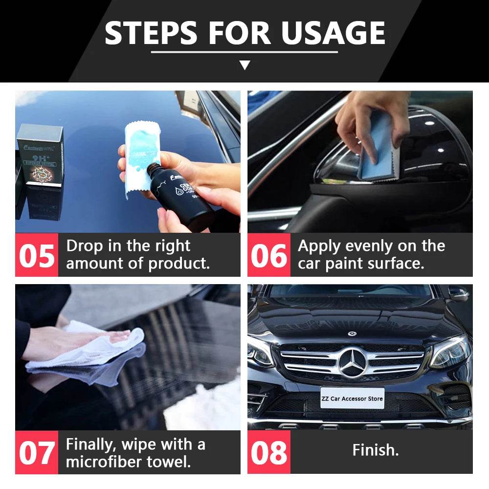XML 9H+ Nano Ceramic &amp; Graphene Coating – 50ml Hydrophobic Paint Protection for Cars with Heat Resistance, Scratch Defense &amp; Gloss Enhancement [Pro Car Detailing Kit | 9H+ Hardness] - One-Sake.com