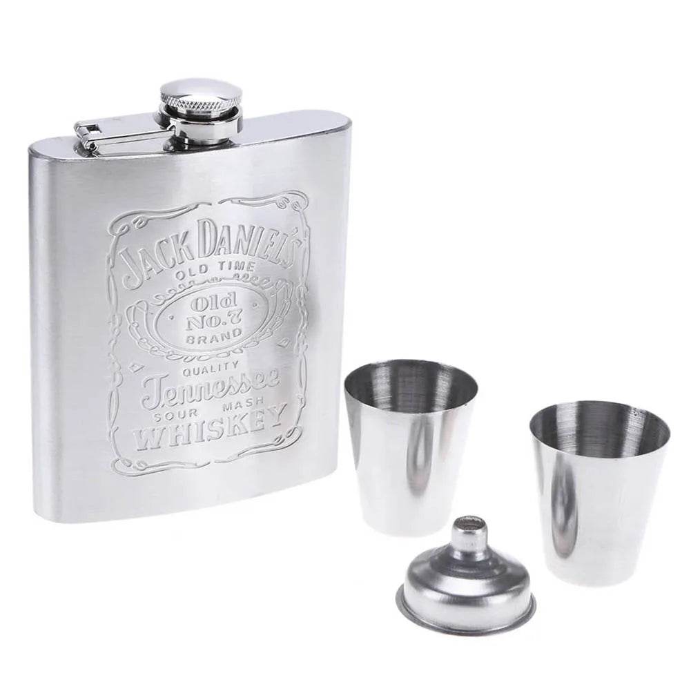 8oz Stainless Steel Hip Flask Set with Cups – Perfect Gift for Weddings, Parties & Special Occasions - One-Sake.com