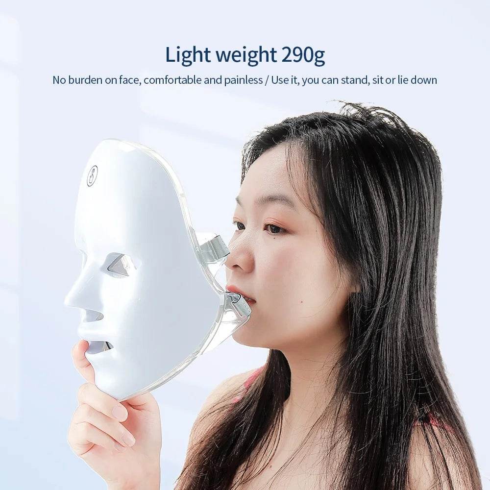 7 Colors Photon Facial LED Mask Red Light Therapy Anti Aging Face Neck Beauty Mask Relaxation Treatment Anti-Wrinkle Skin Care - One-Sake.com