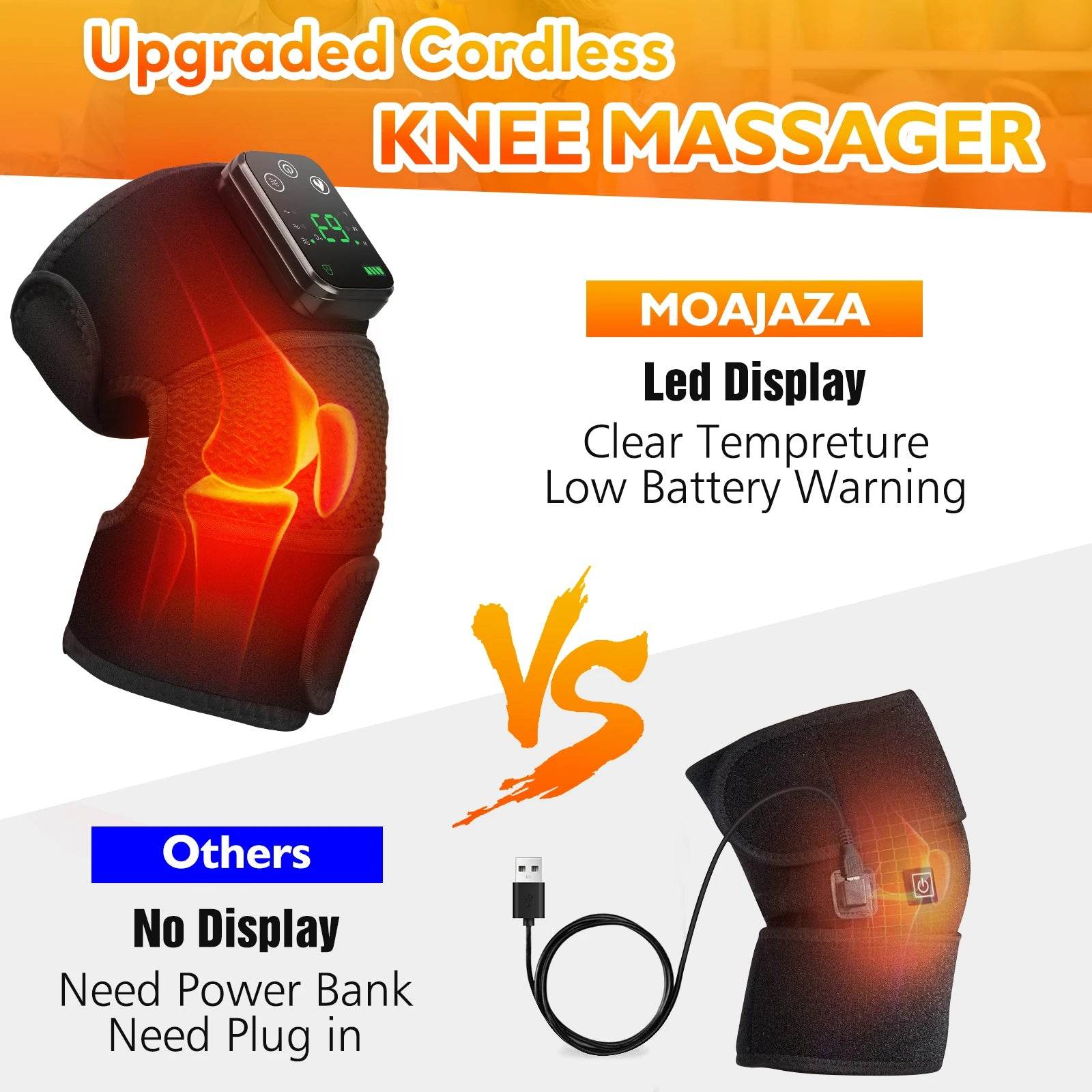 Electric Heated Vibration Knee Massage Physiotherapy Pad 3 in 1 Massager for Shoulder Elbow Hot Compress Pain Relief - One-Sake.com
