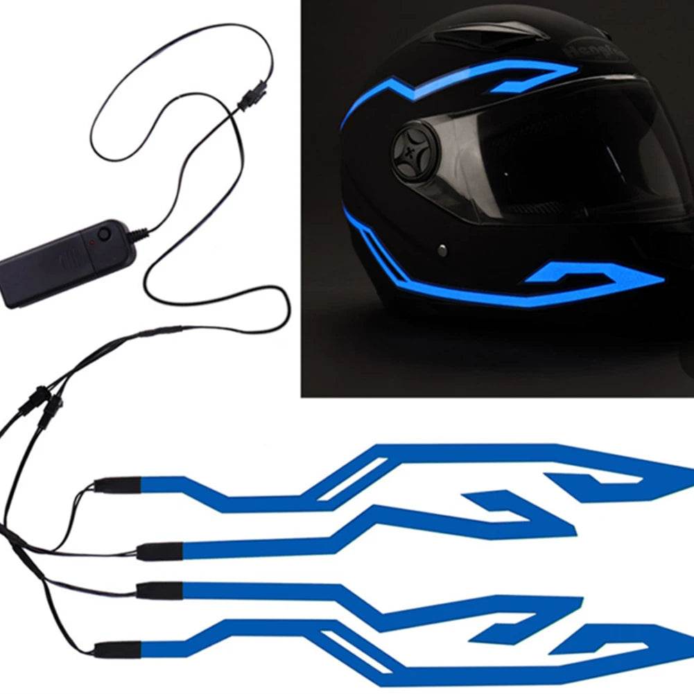 2023 4-in-1 LED Motorcycle Helmet Strip - Waterproof EL Sticker with Cold Light for Night Riding & Warning Visibility - One-Sake.com