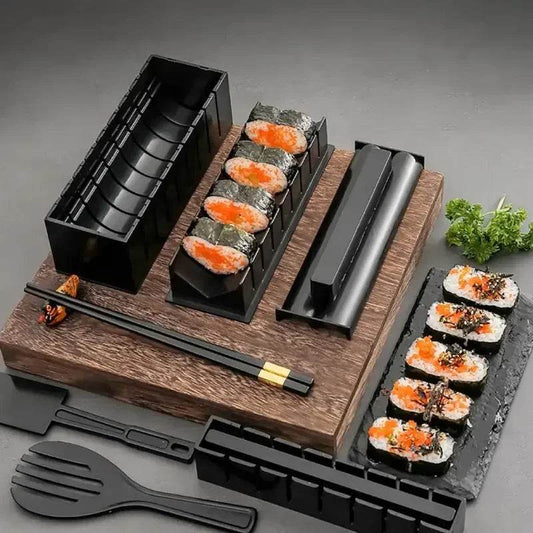 10-Piece Sushi Making Kit – DIY Rice Ball & Roll Mold for Heart, Square & Round Shapes - One-Sake.com