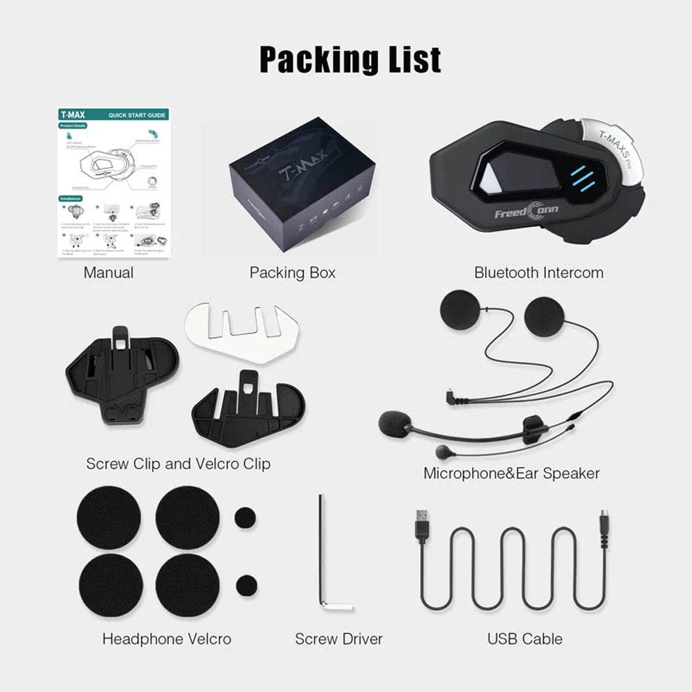 FreedConn Bluetooth Motorcycle Helmet Headset - Waterproof Intercom with Music & FM, Ultimate Riding Companion - One-Sake.com