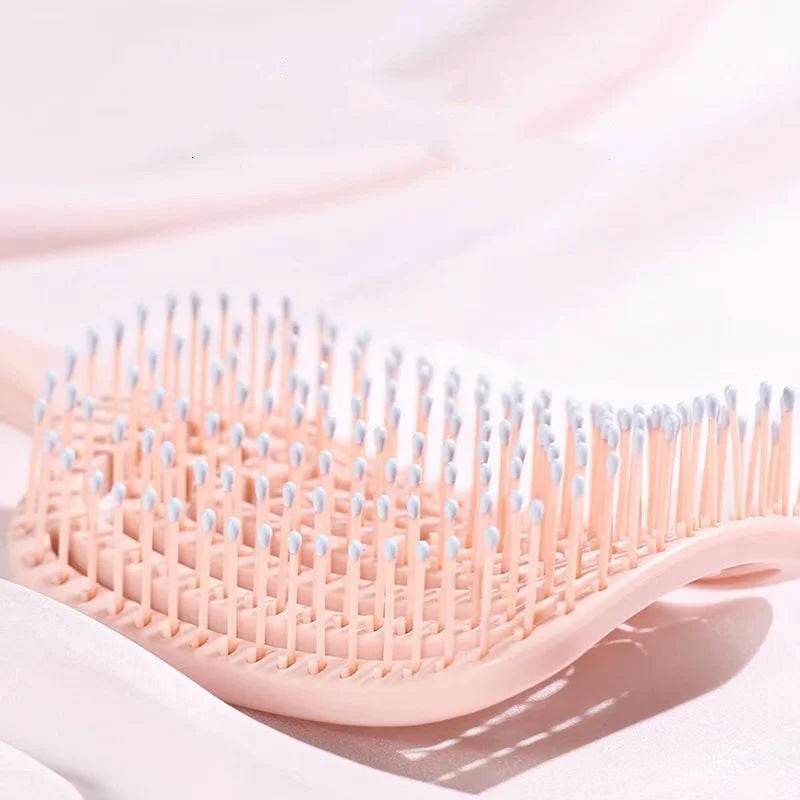 1Pcs Elastic Massage Comb Hollow Out Hair Brush Scalp Massage Combs Hair Styling Detangler Fast Blow Drying Detangling Tool - One-Sake.com