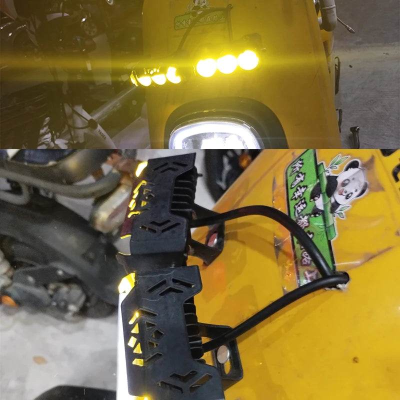 Dual-Color Motorcycle LED Spotlights – Hi/Low Beam Fog Lights, IP68 Waterproof, 1800LM Brightness for Cars, Trucks & SUVs - One-Sake.com