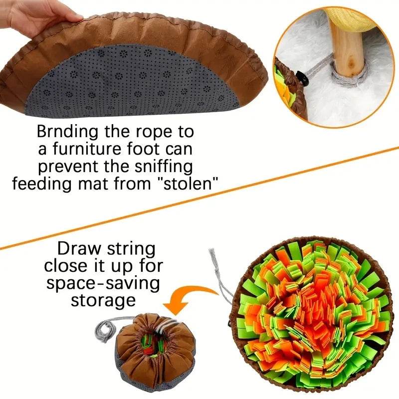 Washable Felt Pet Sniffing Pad – Foldable Dog Slow Feeding Mat &amp; Training Snuff Mat [Interactive Foraging Toy for Mental Stimulation | 100% Non-Toxic Felt | Easy-Clean Pet Enrichment Tool - One-Sake.com
