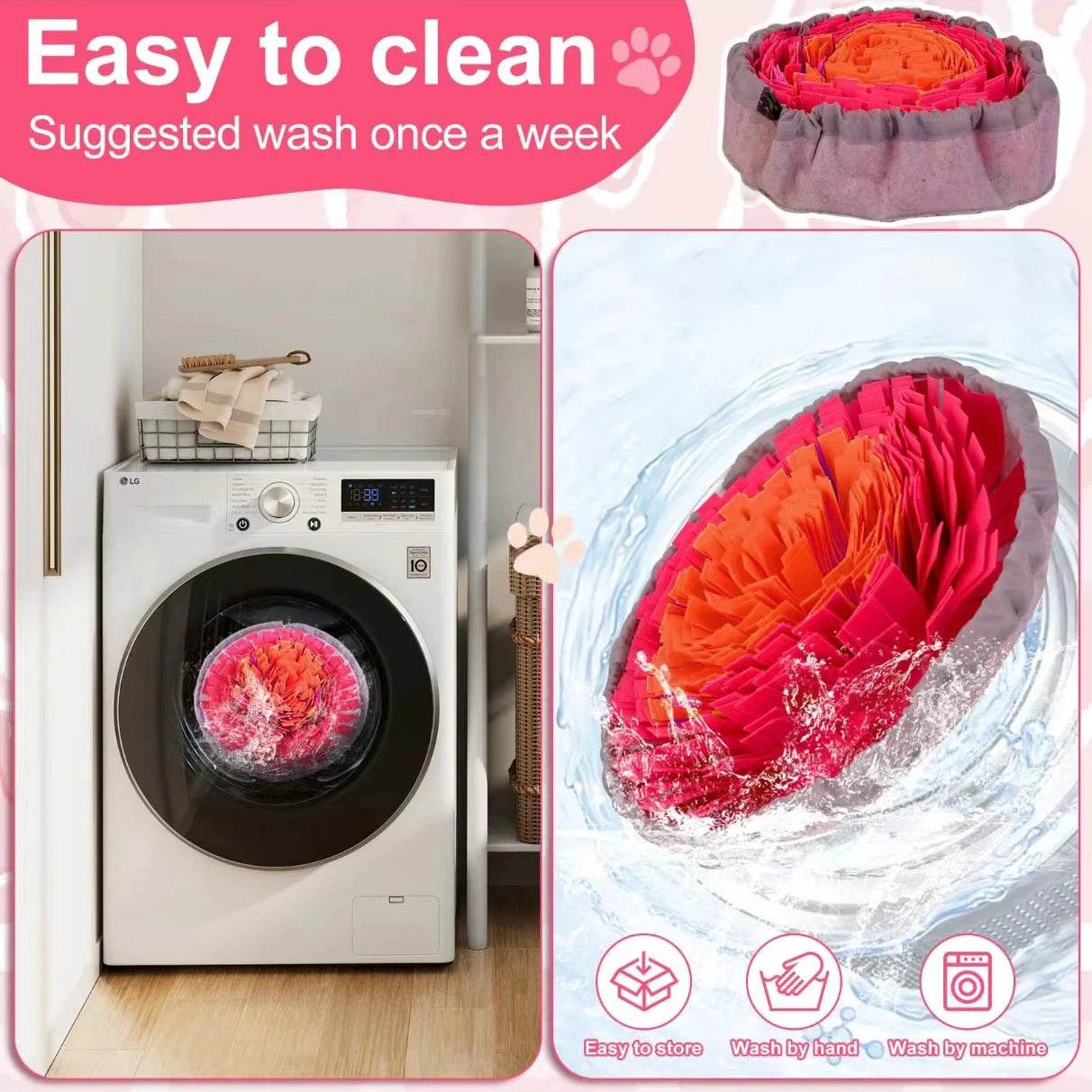 Washable Felt Pet Sniffing Pad – Foldable Dog Slow Feeding Mat &amp; Training Snuff Mat [Interactive Foraging Toy for Mental Stimulation | 100% Non-Toxic Felt | Easy-Clean Pet Enrichment Tool - One-Sake.com