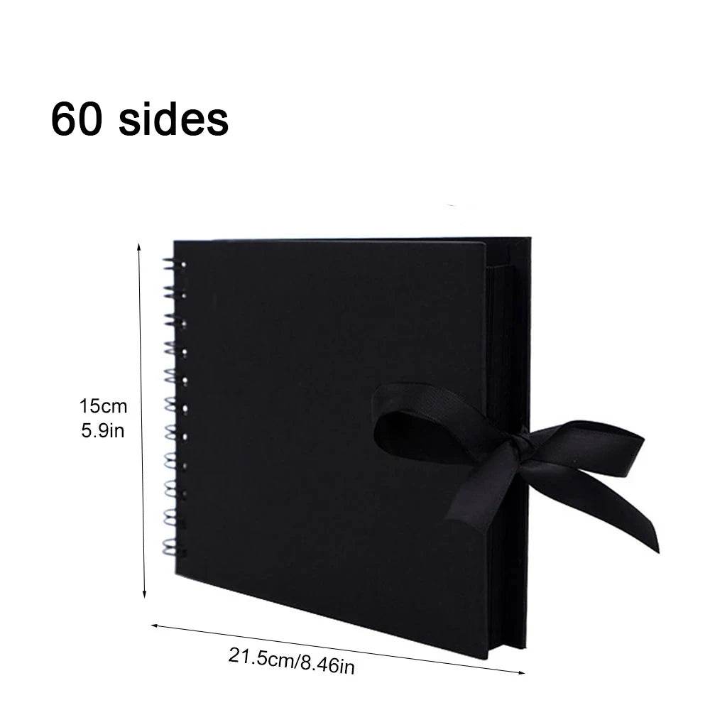 ZK20 DIY Kraft Memory Book – 80-Page Blank Scrapbook Album with Ribbon Closure | Wedding Guestbook, Anniversary Gift, Travel Diary &amp; Family Photo Album - One-Sake.com