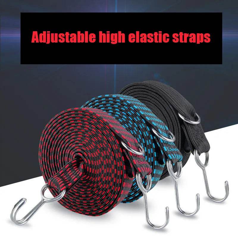 Elastic Motorcycle Luggage Straps with Hooks – Durable Rubber Tie-Downs for Bikes, Cars & Roof Racks - One-Sake.com