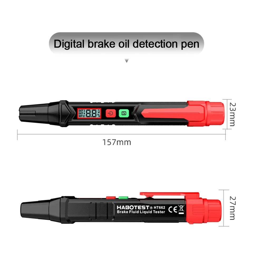 HGKJ Brake Fluid Tester Pen – Digital Automotive Oil Moisture Detector with Sound &amp; Light Alarm [DOT3/DOT4/DOT5.1 Compatibility | LCD Display &amp; Tri-Color Backlight] - One-Sake.com