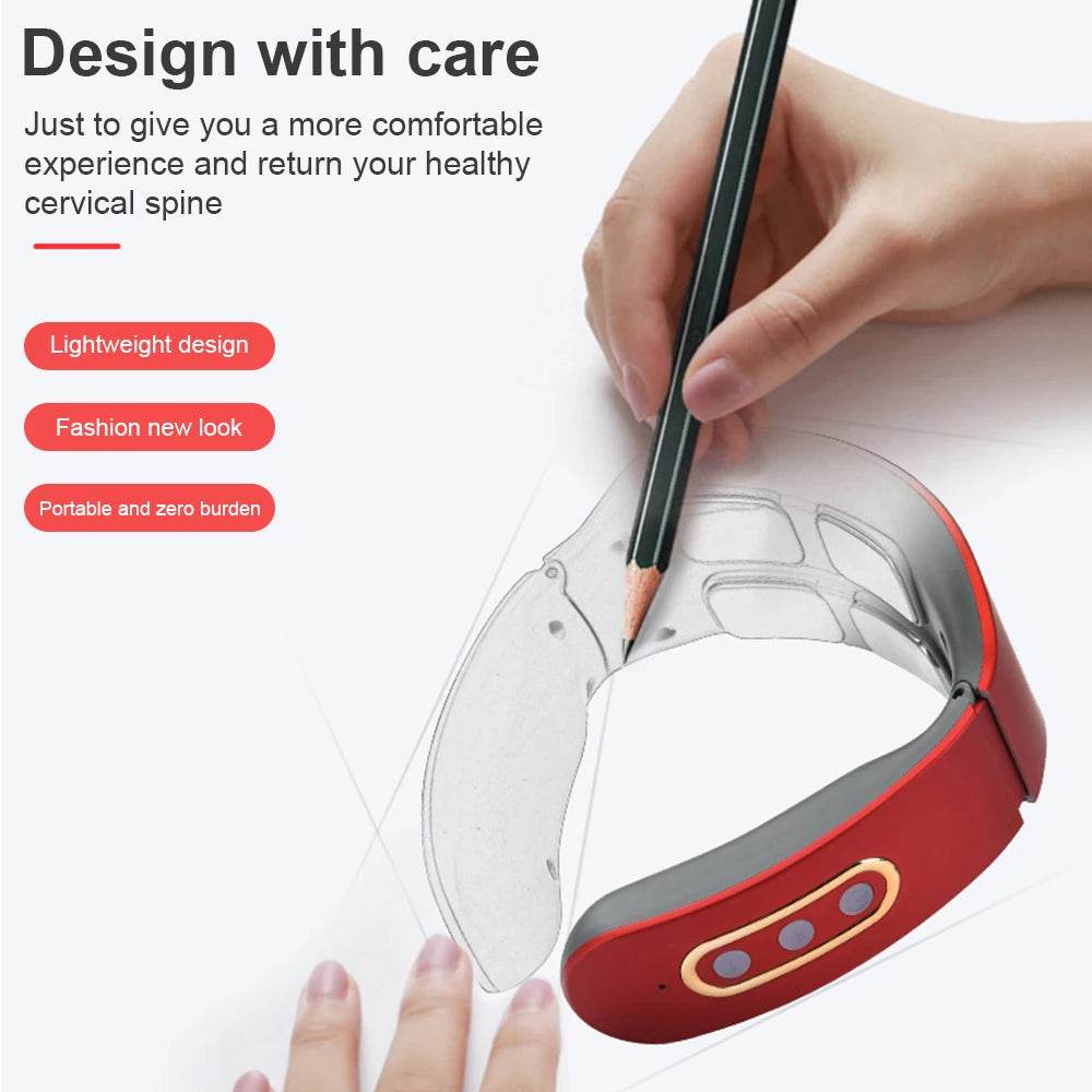 4-Head Electric Neck & Shoulder Massager – TENS Magnetic Pulse, Heat Therapy & 6 Modes for Cervical Pain Relief - One-Sake.com
