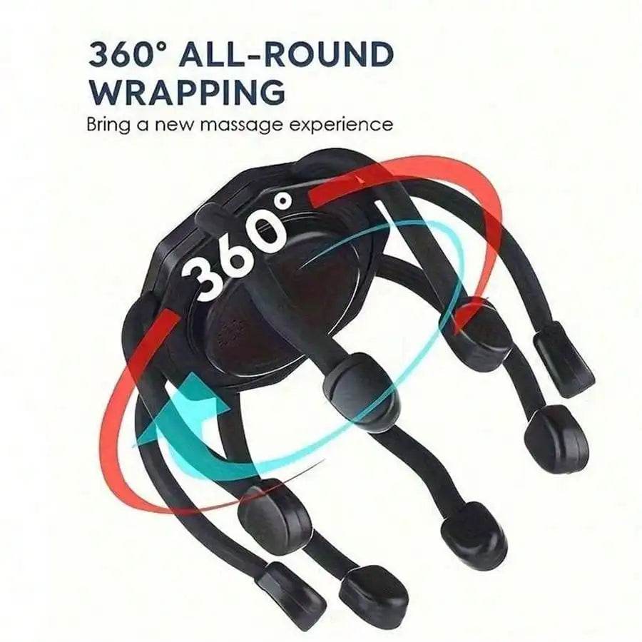 Cordless Electric Scalp Massager – 360° Head Massage with 8 Finger Tips for Deep Relaxation & Stress Relief - One-Sake.com