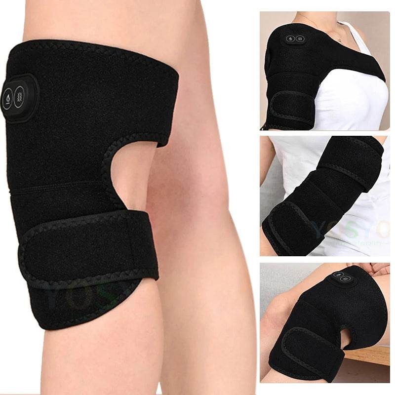 Electric Heated Shoulder & Knee Massager – 3 Heat Levels, Vibration Massage, USB Rechargeable Support Strap for Work, Home & Travel - One-Sake.com
