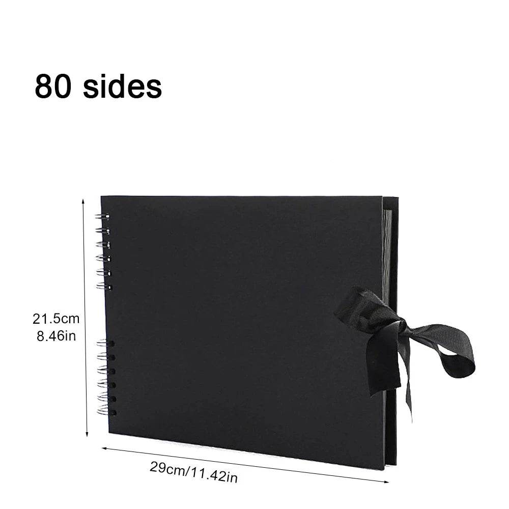 ZK20 DIY Kraft Memory Book – 80-Page Blank Scrapbook Album with Ribbon Closure | Wedding Guestbook, Anniversary Gift, Travel Diary &amp; Family Photo Album - One-Sake.com