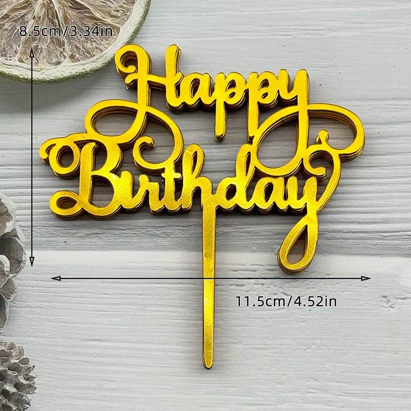 10 Pcs Acrylic Happy Birthday Cake Toppers – Pink Gold Silver Party Decorations for Kids, Adults, Baby Showers &amp; Weddings - One-Sake.com