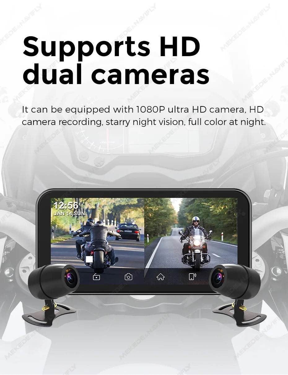 6.25” Waterproof Motorcycle GPS – IP67 Navigation with Wireless CarPlay, Android Auto & DVR Recording - One-Sake.com