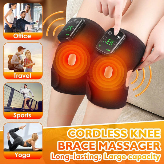 Electric Heated Vibration Knee Massage Physiotherapy Pad 3 in 1 Massager for Shoulder Elbow Hot Compress Pain Relief - One-Sake.com